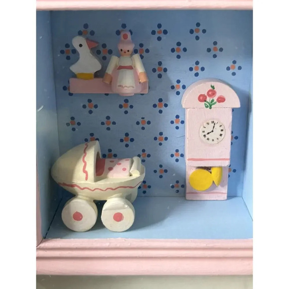 Vtg Hand Painted Wood Nursery Charms Heartline Italy W/ Box - Picture 3 of 6